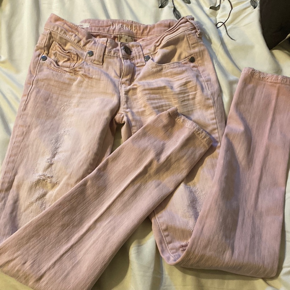 Decree Pink Super Skinny Distressed Jeans Size 0